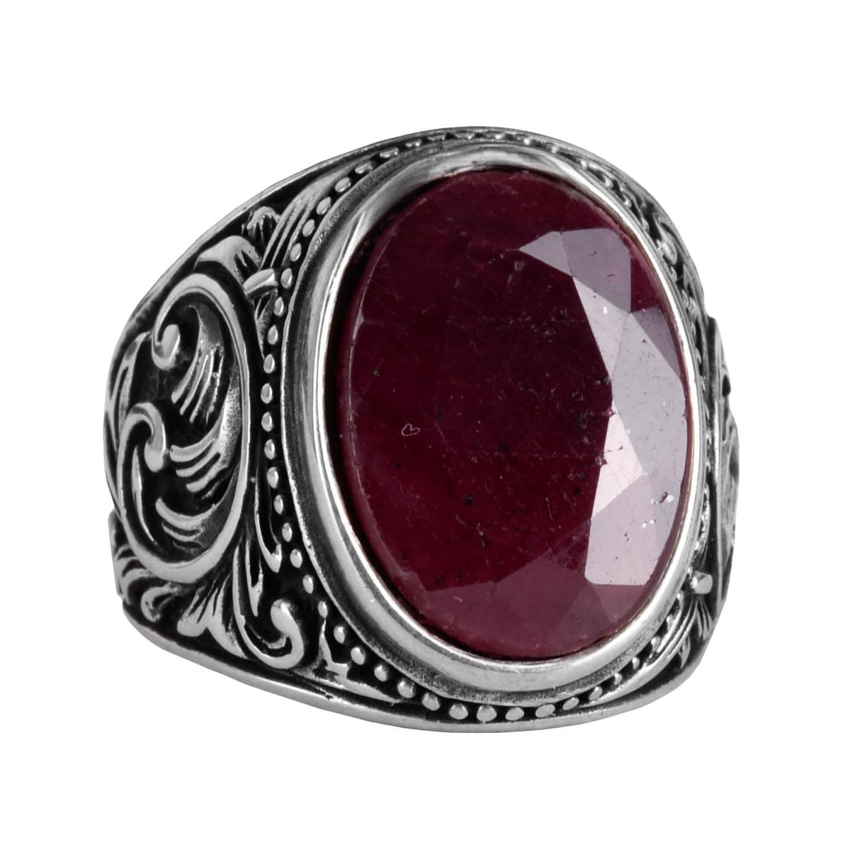 Natural Ruby Stone Ring - 925 Sterling Silver