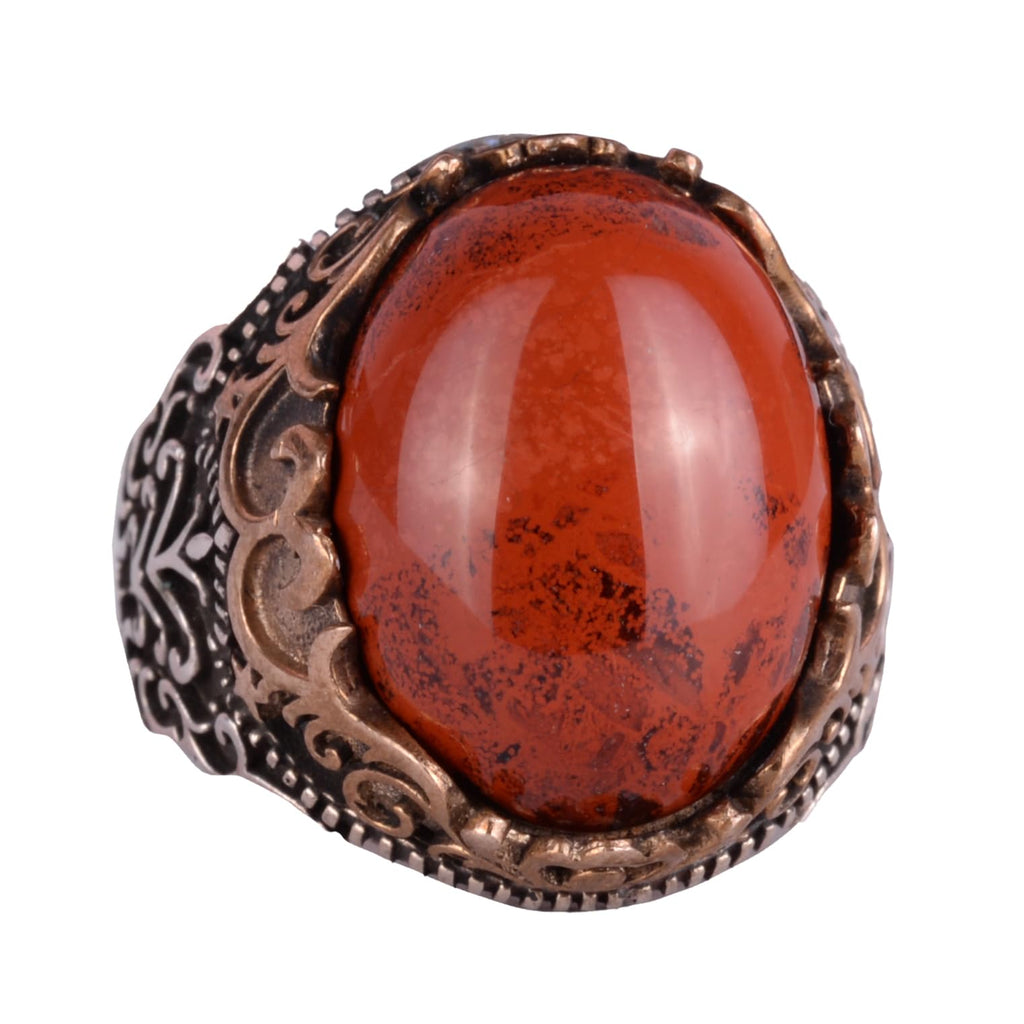Natural Stone Handmade Ring - 925 Sterling Silver Ring (Red Bloodstone)