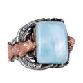 Real Natural Larimar Stone Ring - Handmade 925 Sterling Silver - Symbol of Peace, Healing, and Clarity