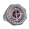 925 Sterling Silver Ring - Greek Key Design Men's Ring - Handmade Ring (Compass)