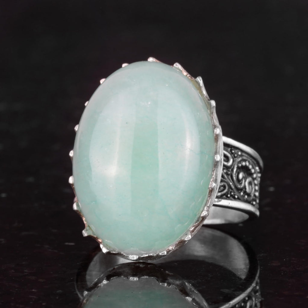 Natural Amazonite Stone Ring - 925 Sterling Silver Handmade Ring — 6