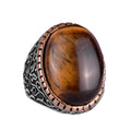 Handmade Tiger's Eye Stone Ring, Sultan Ring, 925 Sterling Silver Men's Ring