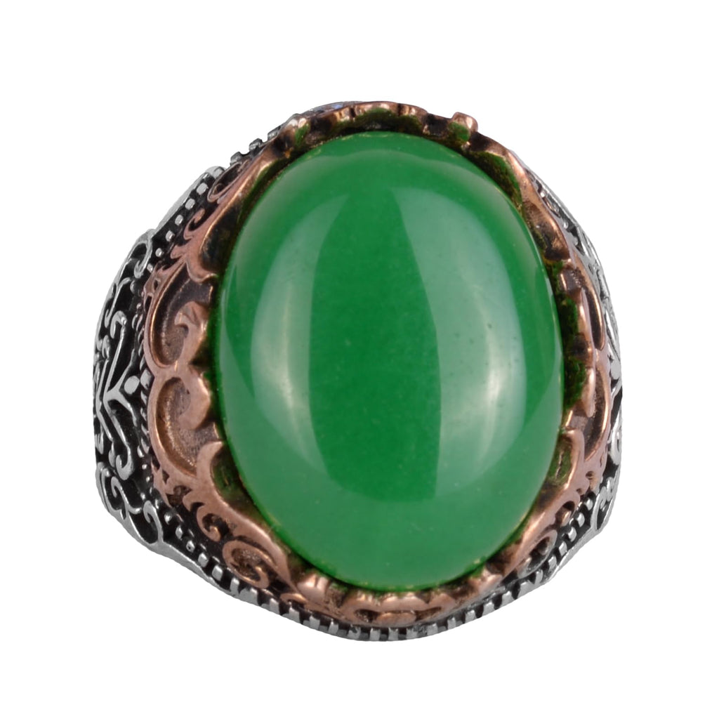 Natural Jade Stone Handmade Ring - 925 Sterling Silver