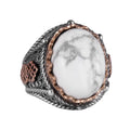 Natural Howlite Stone Ring, 925 Sterling Silver Men's Ring