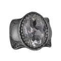 Natural Stone Ring, 925 Sterling Silver Ring, (Green Amethyst)