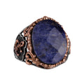 Nautical Anchor Silver Ring, Natural Stone Ring, 925 Sterling Silver Ring (Sodalite)