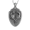 KAMBO Men's 925 Sterling Silver Double Dragon Necklace – Chain Handmade Legendary Shield Design Necklace (Silver)