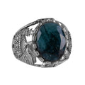 Natural Emerald Stone Ring, 925 Sterling Silver Men's Islamic Ring