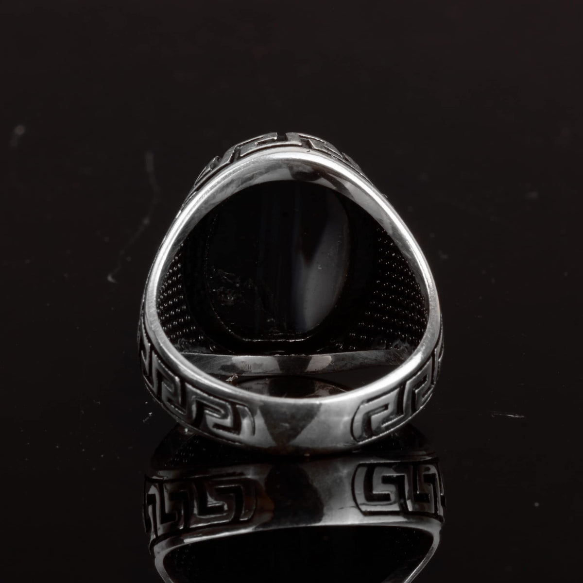 Handmade Silver Ring - Onyx Stone Men's Ring — 7