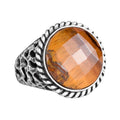 Natural Stone Ring - 925 Sterling Silver Men's Ring, Tiger Eye