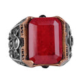 925 Sterling Silver Ring - Handmade Ring with Synthetic Red Paraiba Stone