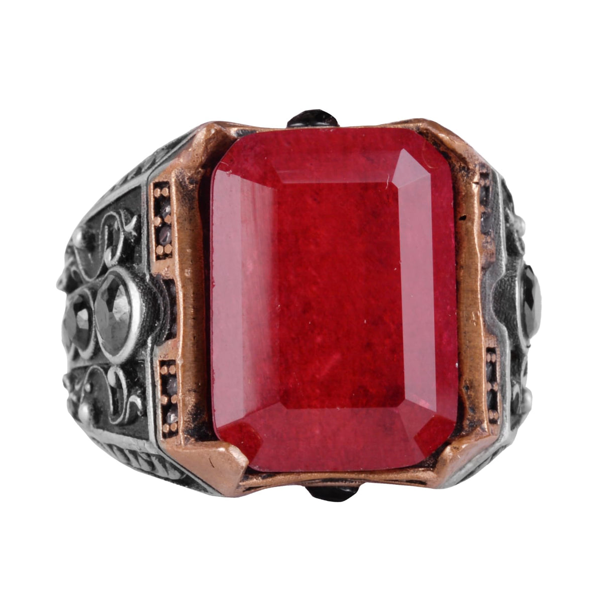 925 Sterling Silver Ring - Handmade Ring with Synthetic Red Paraiba Stone