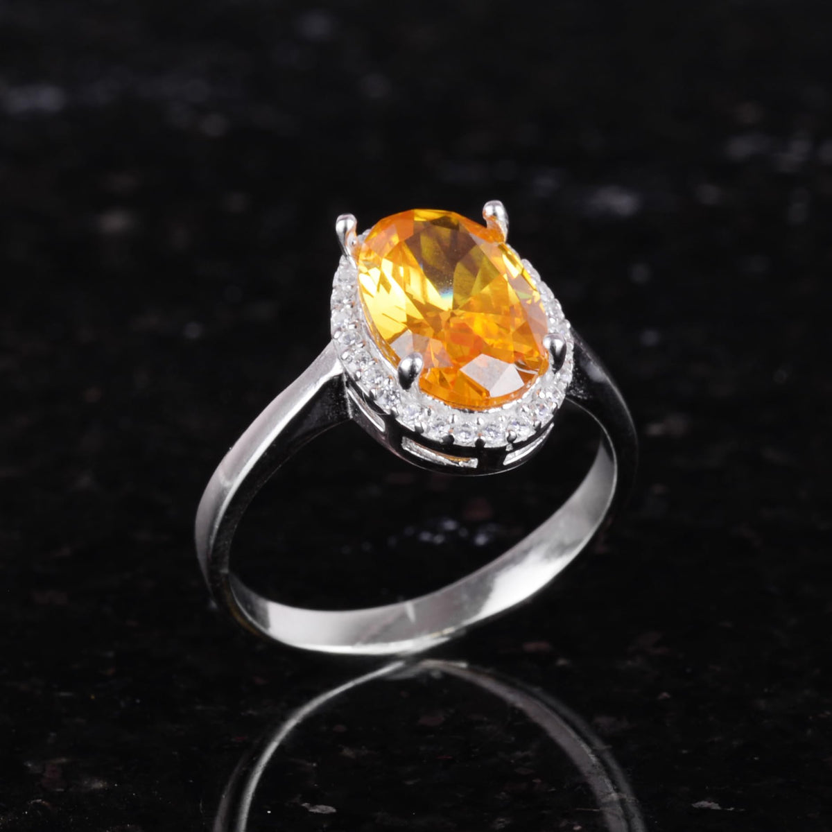 KAMBO 925 Sterling Silver Women's Ring - Elegant Oval Cut Stone Ring - Created Stone Unique Handmade Ring (Created Citrine) — 3