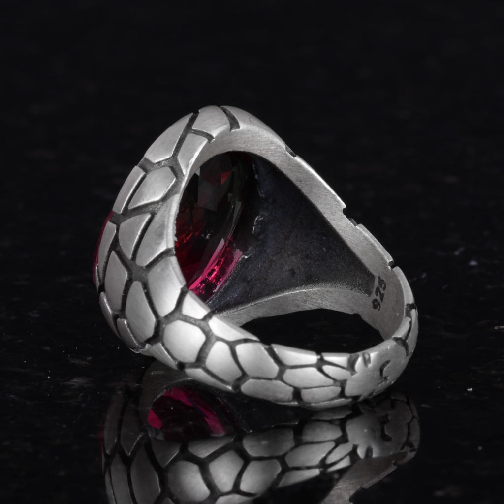 KAMBO Men's Luxury 925 Sterling Silver Created Gemstone Rings - Various and Unique Collection (Colorful Created Stone) — 5
