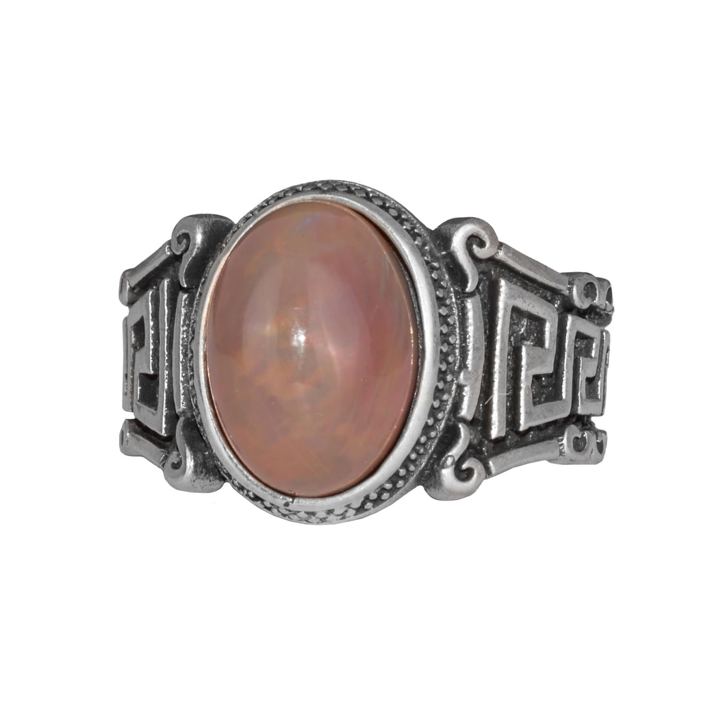 Handmade 925 Sterling Silver Men's Ring, Natural Ethiopian Opal Stone - Labyrinth Design (Model-1)
