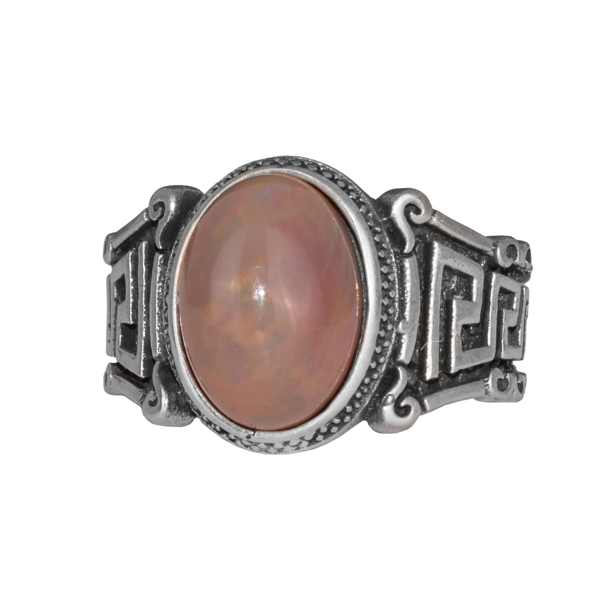 Handmade 925 Sterling Silver Men's Ring, Natural Ethiopian Opal Stone - Labyrinth Design (Model-1)