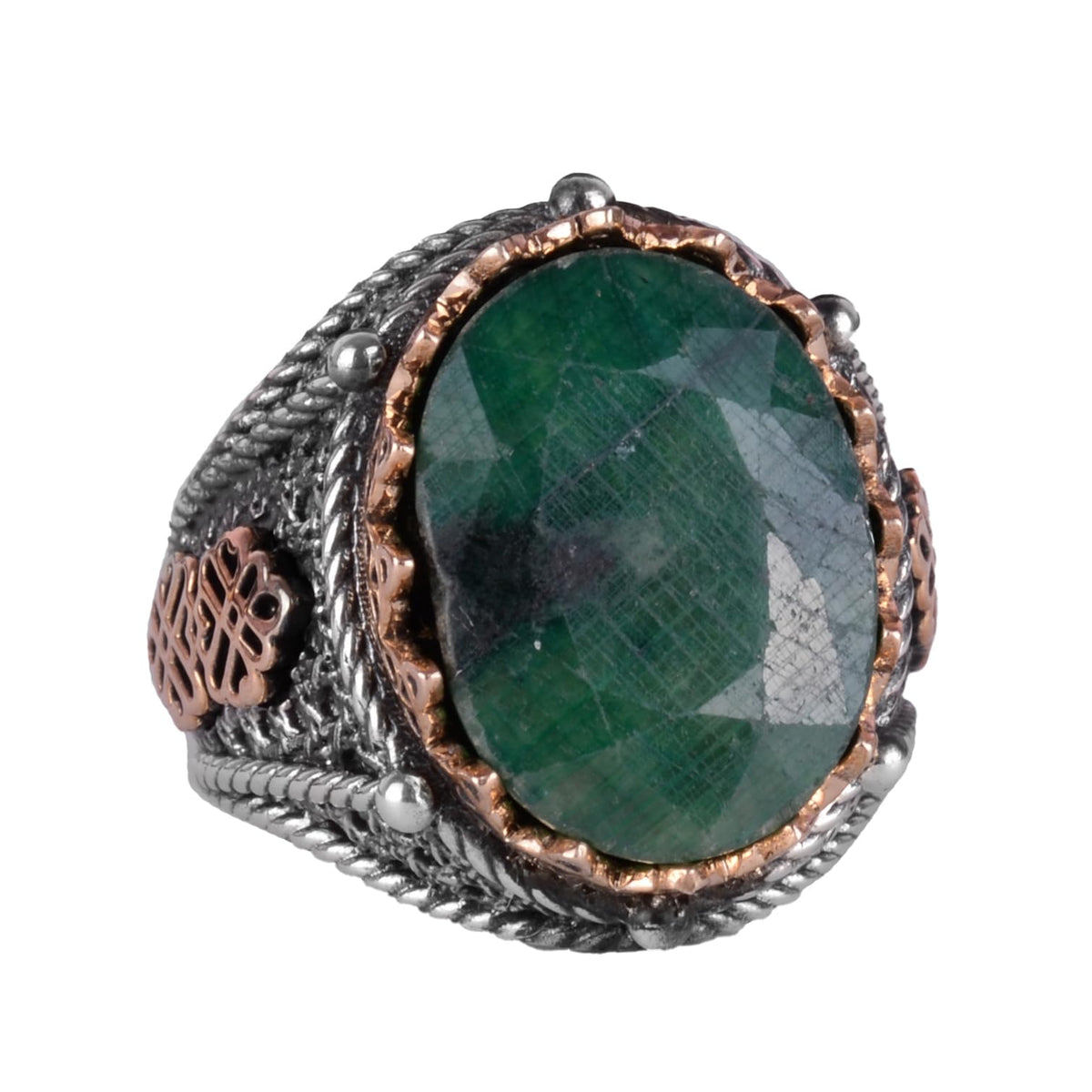 925 Sterling Silver Ring - Natural Emerald Stone (Model-2)