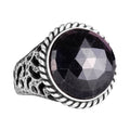 Natural Stone Ring - 925 Sterling Silver Men's Ring with Blue Sapphire