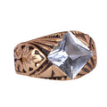 KAMBO Handmade 925 Sterling Silver Ring with Created Aquamarine Stone, Modern Unisex Design, Gold Plated, Elegant Statem
