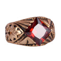 KAMBO Gold Plated 925 Sterling Silver Ring, Created Stone - Unisex Elegant Jewelry (Created Garnet)