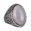 Handmade Silver Men's Large Ring Made with Moonstone