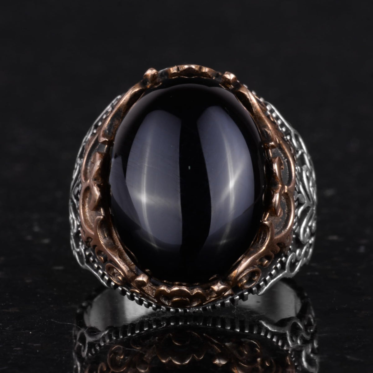 Natural Onyx Stone Handmade Ring - 925 Sterling Silver — 4
