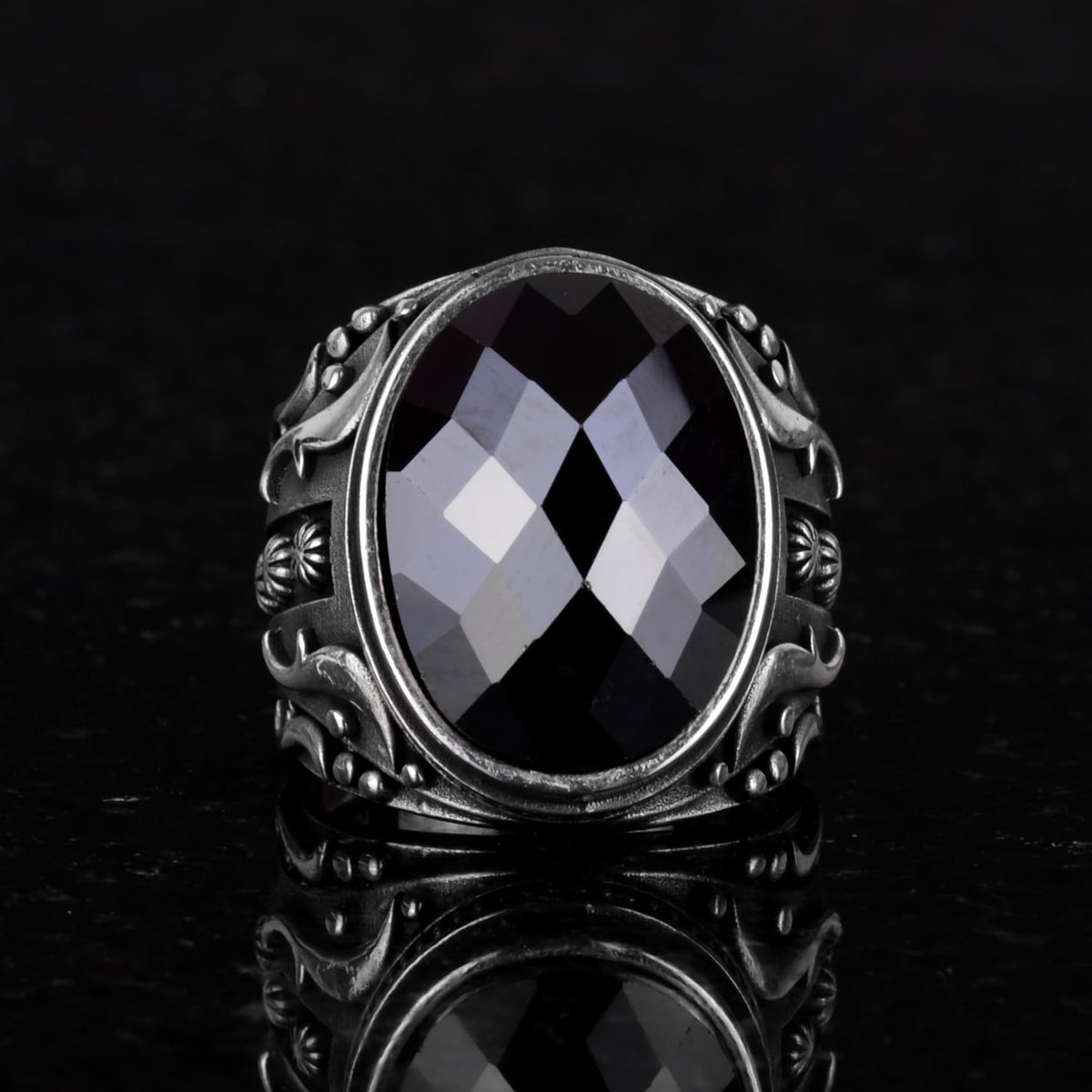Artificial Stone Ring, 925 Sterling Silver Ring, Designer Silver Men's Ring (Artificial Onyx Stone) — 3