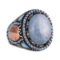 Natural Aquamarine Stone Handcrafted Ring - 925 Sterling Silver