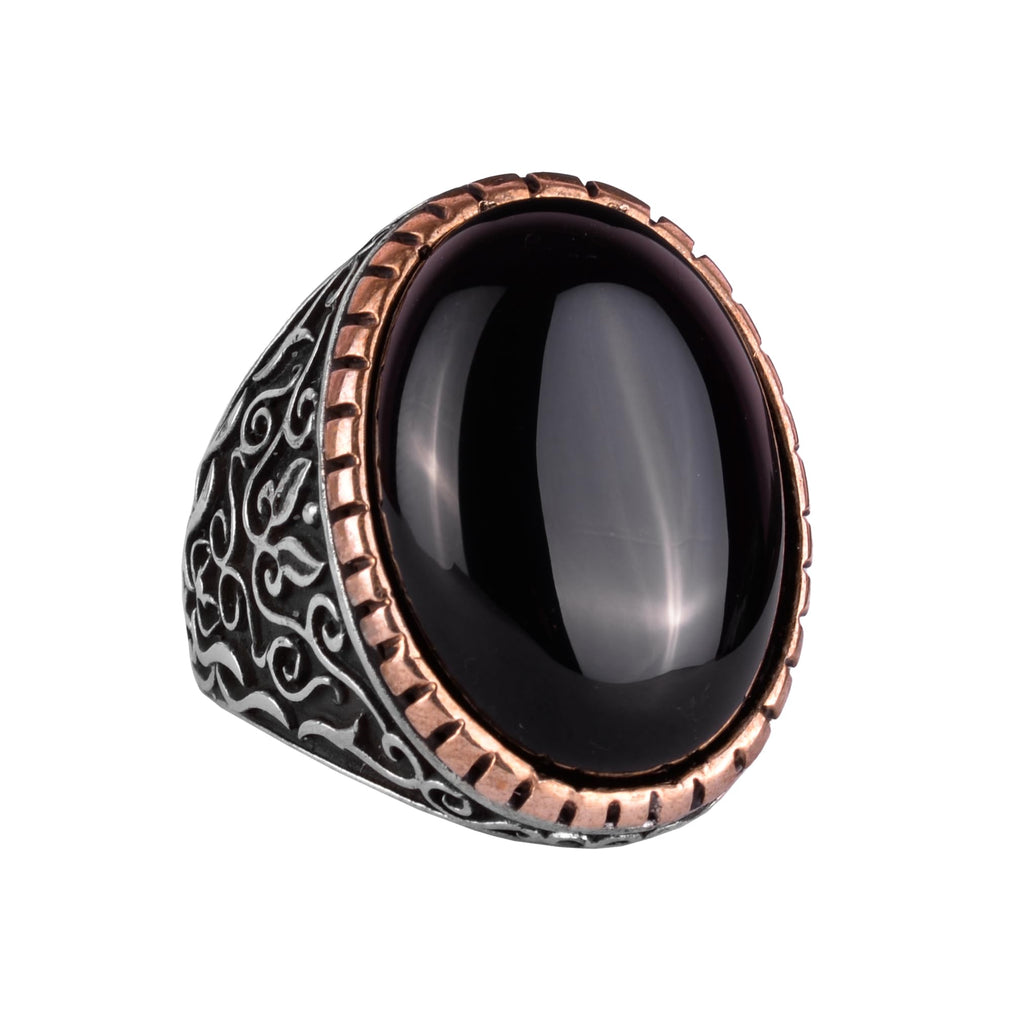 925 Sterling Silver Men's Ring, with Natural Onyx Stone