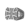 KAMBO 925 Sterling Silver Cross Designed Men's Ring – Handmade Vintage Style Religious Ring (Silver)