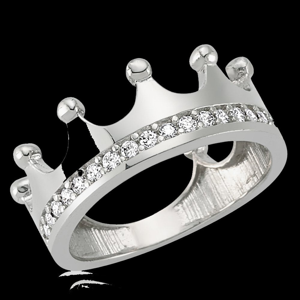 925 Sterling Silver Women's Crown Ring with Cubic Zirconia, Inspired by Royalty — 2