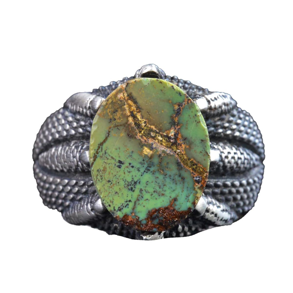Natural Arizona Turquoise Stone Claw Ring - 925 Sterling Silver