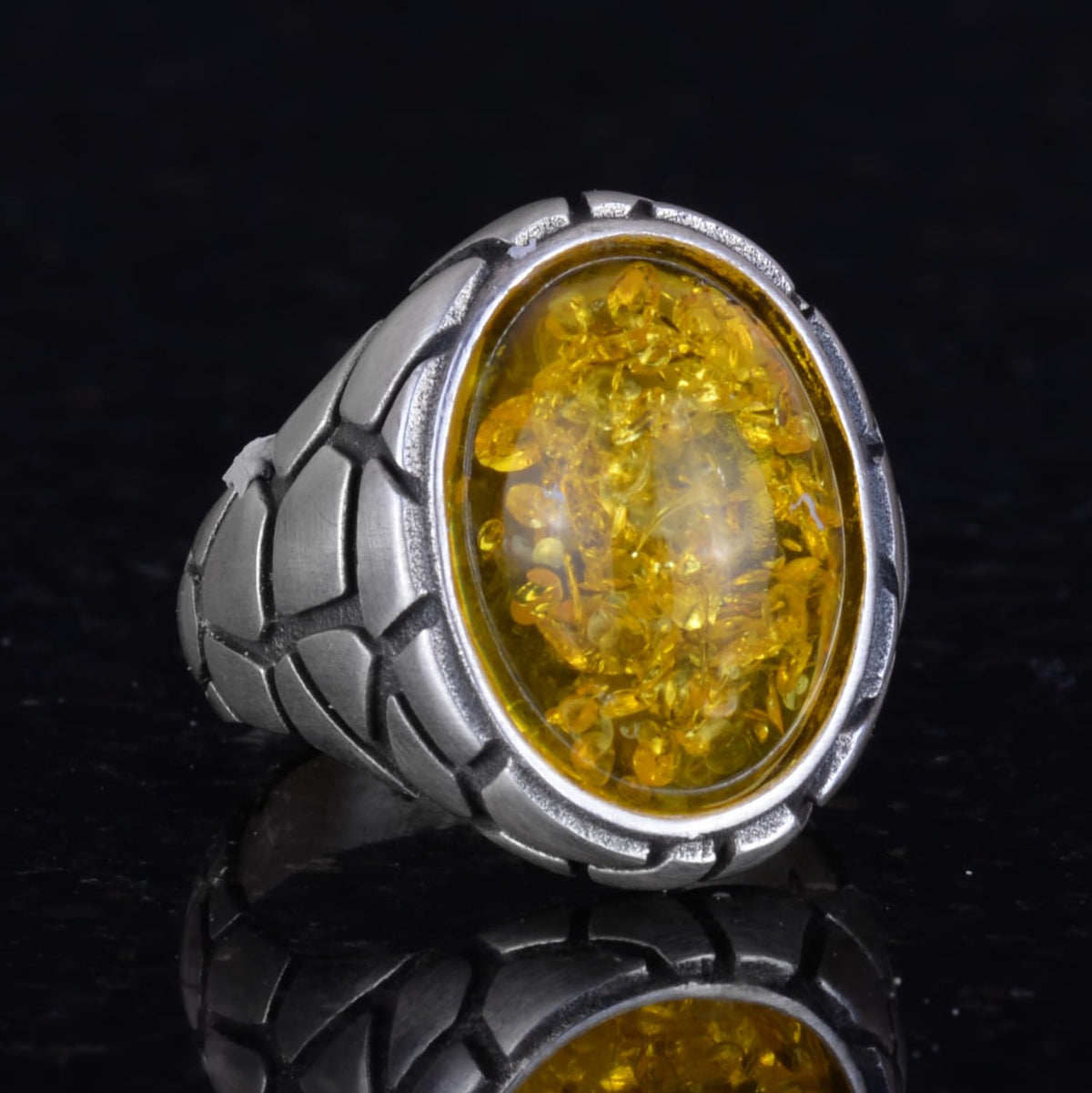 Luxury 925 Sterling Silver Stone Ring - Various Collection (Honey Amber Stone) — 4