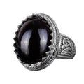 KAMBO Handmade Men's Garnet Ring in 925 Sterling Silver - Minimalist Deep Solid Silver Design with Natural Garnet Stone 