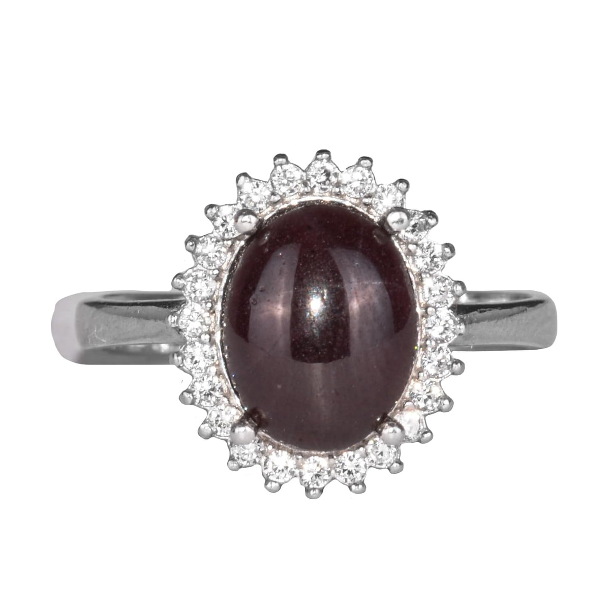 Silver Women's Ring - Natural Star Garnet