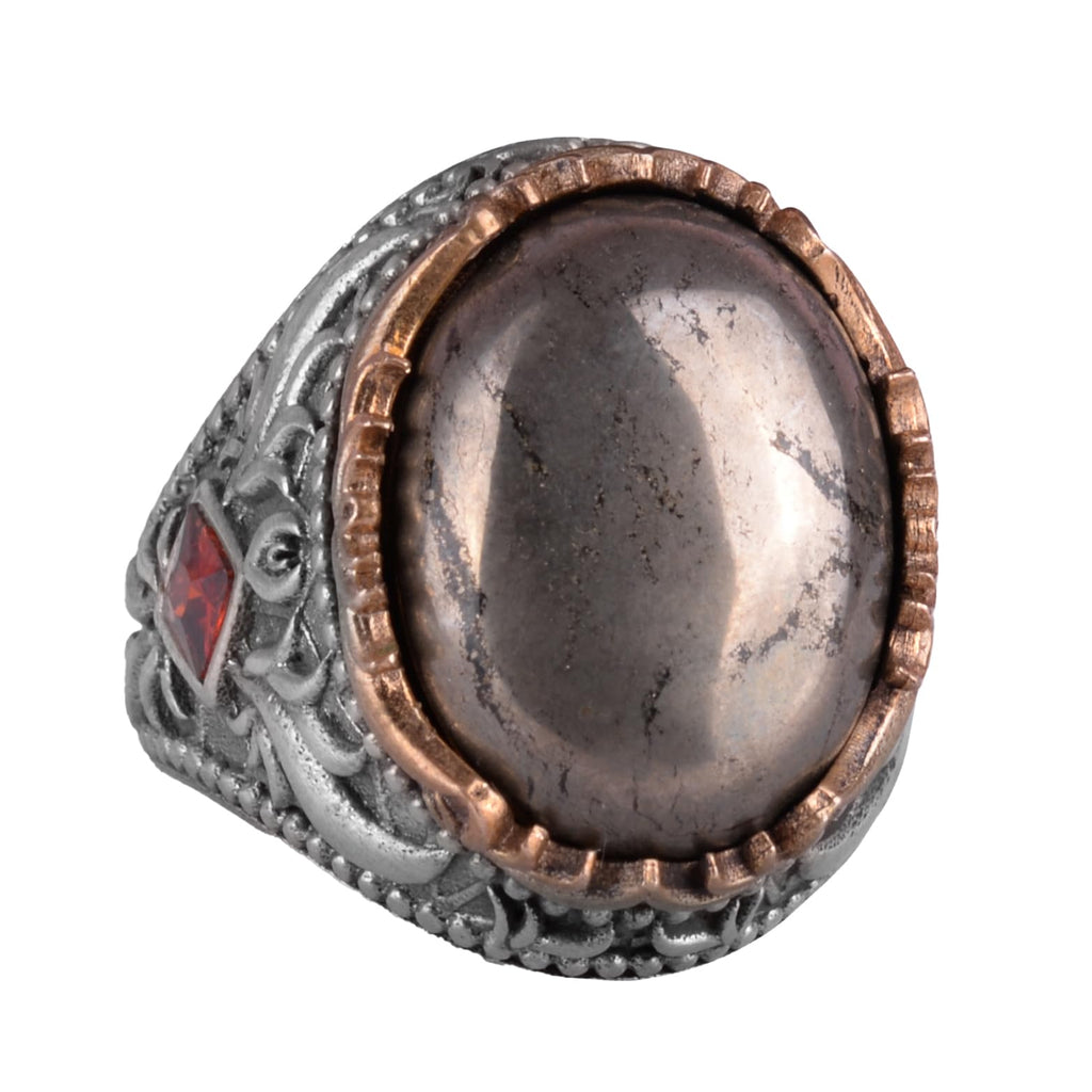 Natural Pyrite Stone Ring - Handmade 925 Sterling Silver Ring