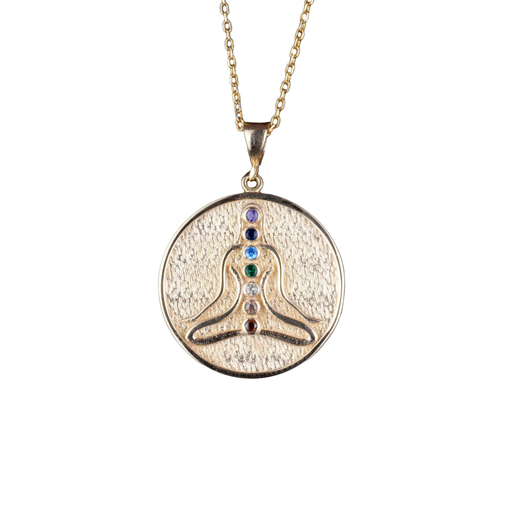925 Sterling Silver Yoga Gold Plated Necklace - Chakra Jewelry - Meditation Necklace - Anxiety Necklace - Healing Necklace