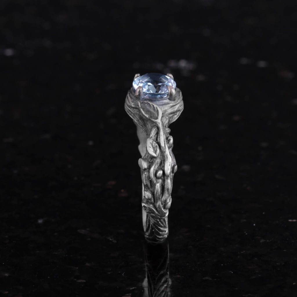 Natural Blue Topaz Stone Ring - 925 Sterling Silver — 4