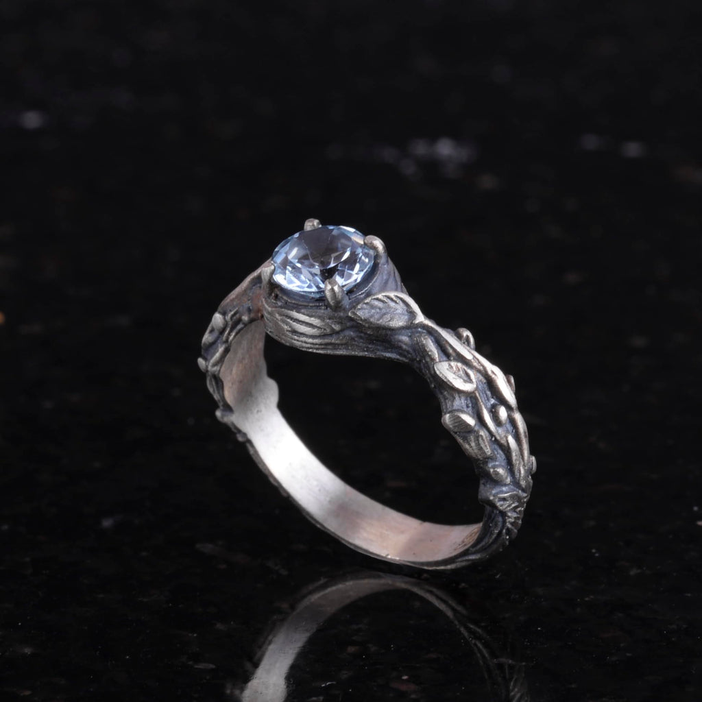 Natural Blue Topaz Stone Ring - 925 Sterling Silver — 5