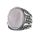 KAMBO Handmade 925 Sterling Silver Opal Ring for Men – Vintage Ottoman Style Engraved Pattern, Natural Oval Opal Stateme