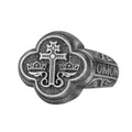 KAMBO 925 Sterling Silver Cross and Crown Ring – Handmade Religious Men's Ring – Christian Symbol Statement Jewelry