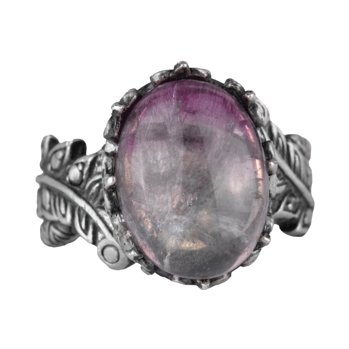 Women's Ring with Natural Fluorite Stone, Vintage Boho Design