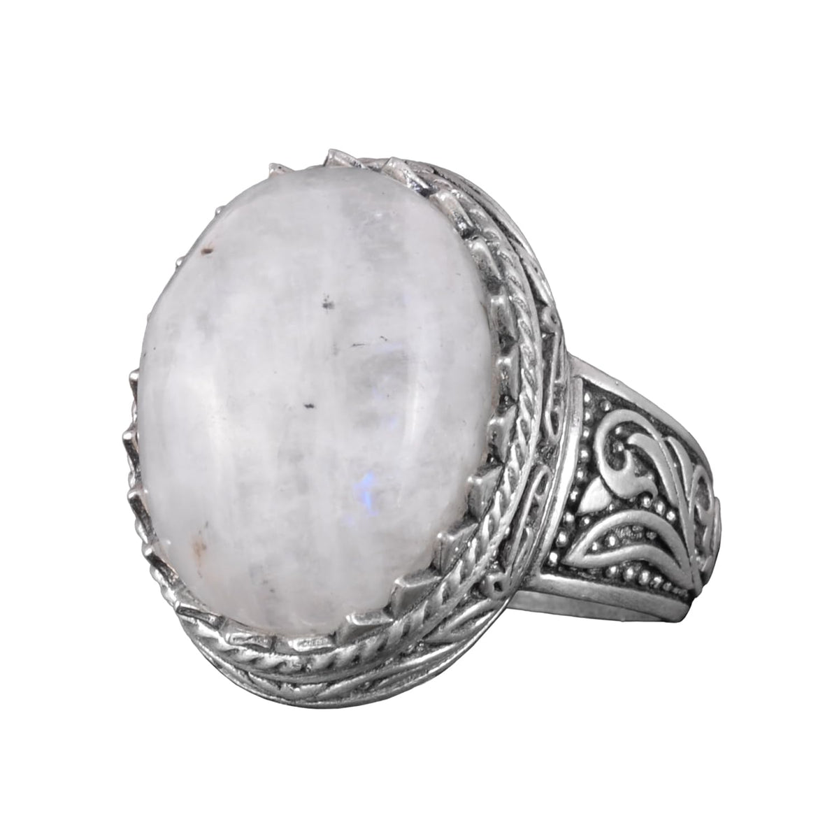 Kambo Handcrafted Moonstone Gemstone Ring - Mystical 925K Solid Silver Men's Ring - Lunar Radiance Design
