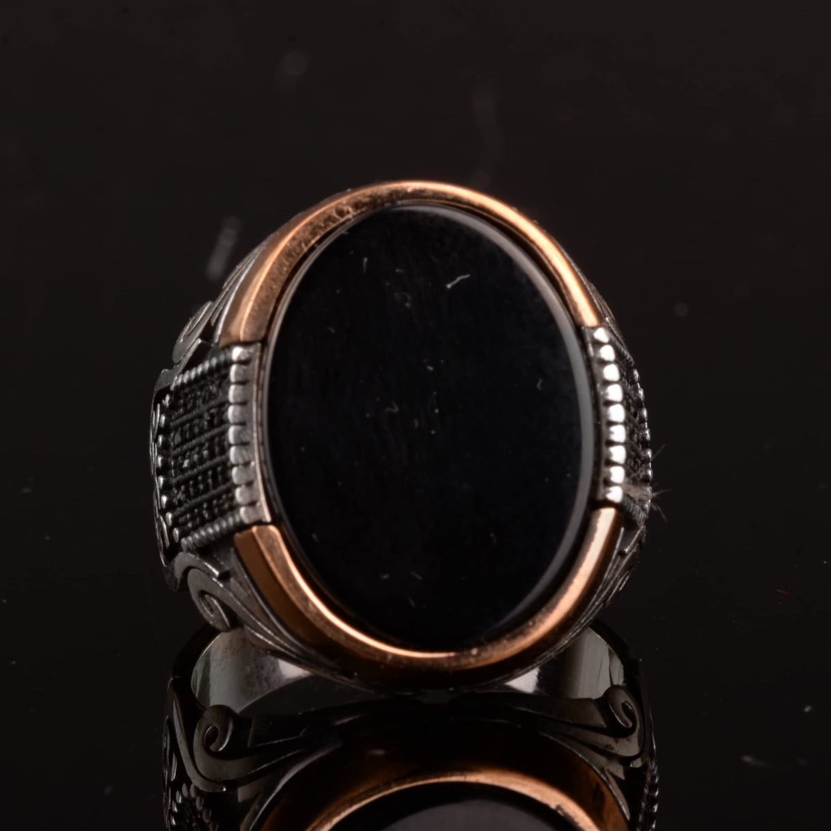 Handmade Men's Ring, 925 Sterling Silver Men's Ring, Synthetic Onyx Stone Ring — 5