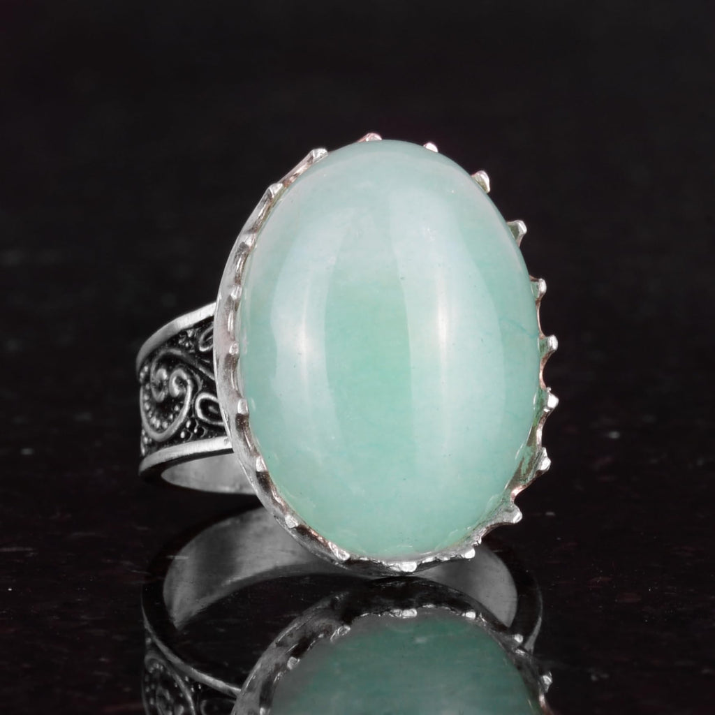 Natural Amazonite Stone Ring - 925 Sterling Silver Handmade Ring — 5