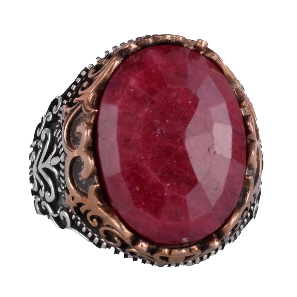 Natural Stone Handmade Ring - 925 Sterling Silver Ring (Ruby)