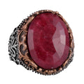 Natural Stone Handmade Ring - 925 Sterling Silver Ring (Ruby)