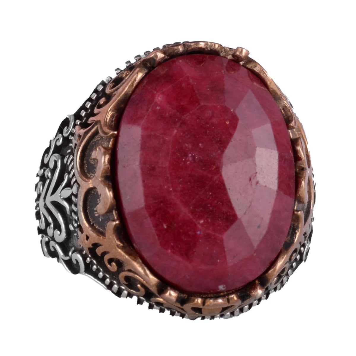 Natural Stone Handmade Ring - 925 Sterling Silver Ring (Ruby)