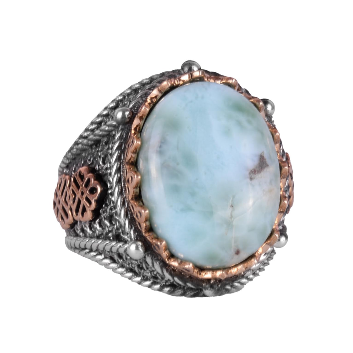 Handmade Natural Larimar Stone Ring