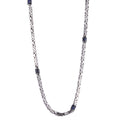 KAMBO Blue Sapphire Men's Creation – 925 Sterling Silver Byzantine Style Geometric Pattern Chain Bracelet and Necklace Set – Handmade Vintage Masculine Jewelry (Bracelet)